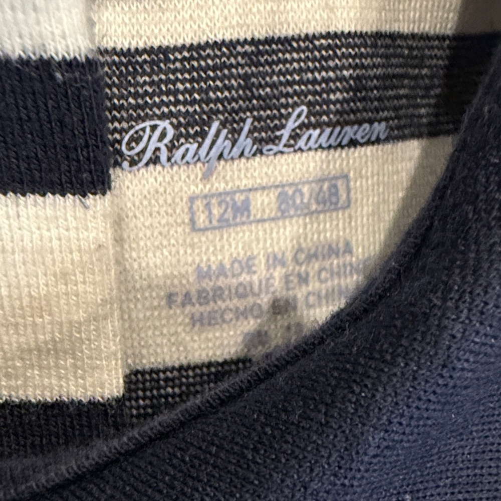 Ralph Lauren Navy & White Striped Polo Dress with Peter Pan Collar - Picture 2 of 8